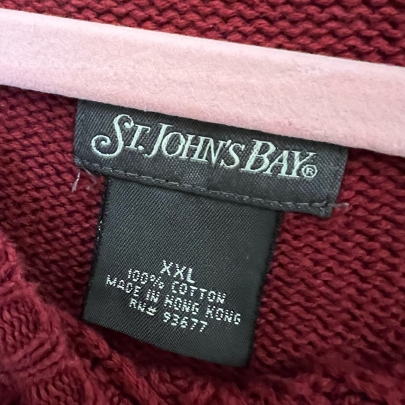 St. John’s Bay XXL Burgundy Cotton Cable Knit Sweater - Picture 3 of 4
